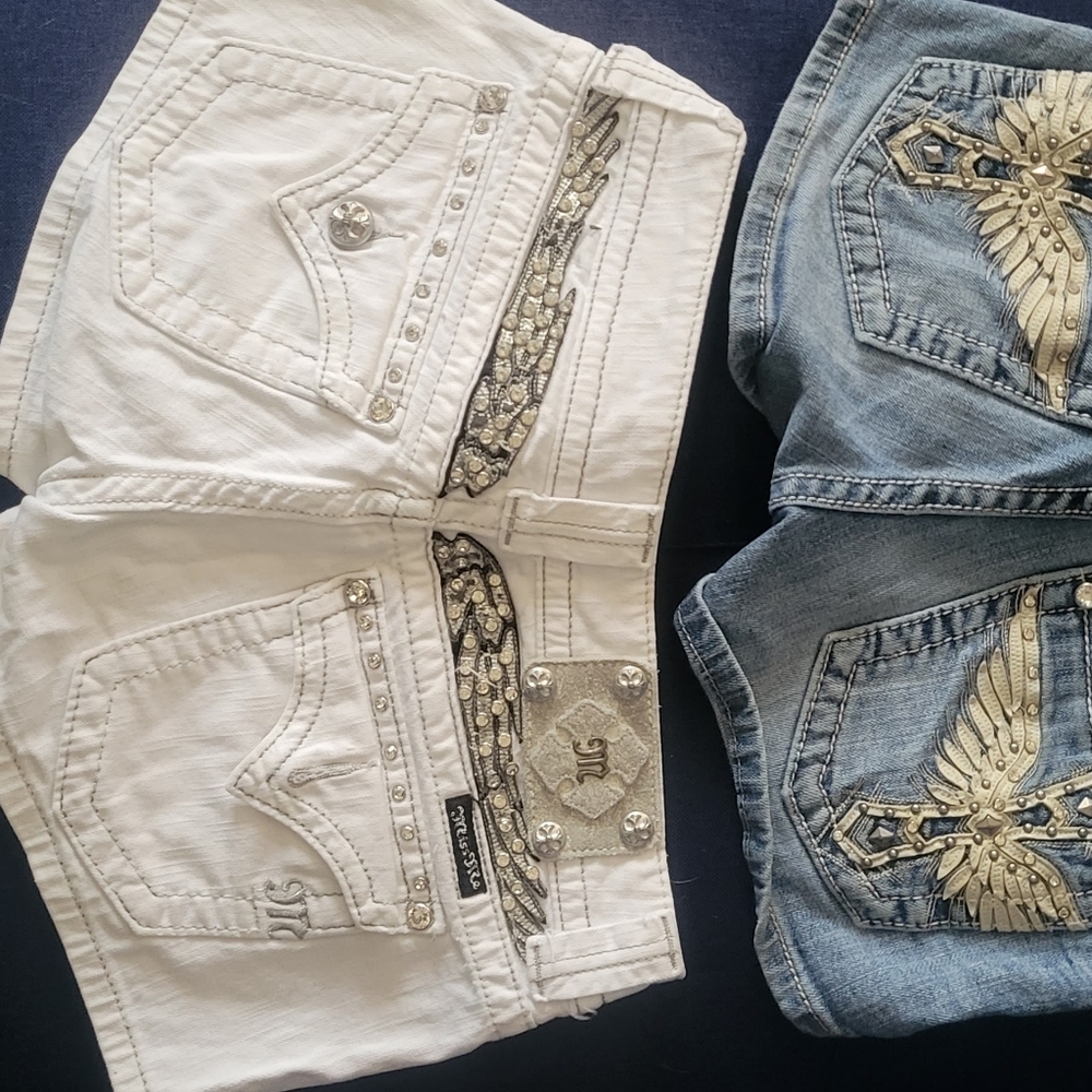 Miss Me with crystals shorts 2 pairs as a package for a size 26 waist